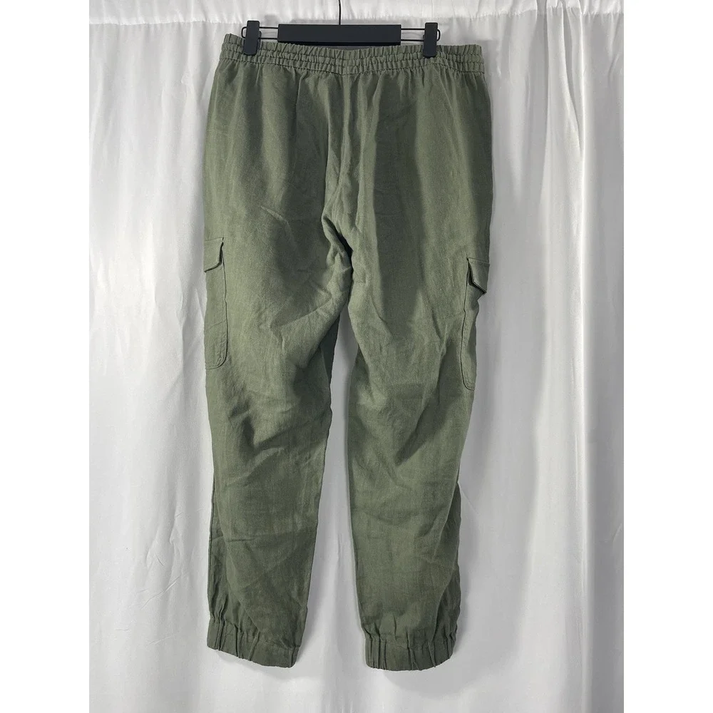 Banana Republic Women's Olive Green Linen Blend Cargo Drawstring Jogger Medium
